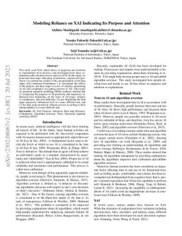 Modeling Reliance on XAI Indicating Its Purpose and Attention