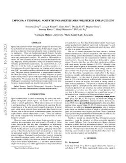 TAPLoss: A Temporal Acoustic Parameter Loss for Speech Enhancement