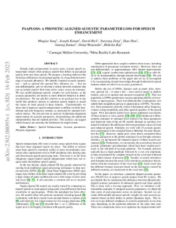 PAAPLoss: A Phonetic-Aligned Acoustic Parameter Loss for Speech
  Enhancement
