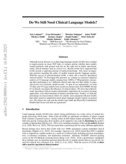 Do We Still Need Clinical Language Models?