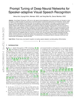 Prompt Tuning of Deep Neural Networks for Speaker-adaptive Visual Speech
  Recognition