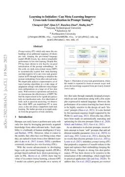 Learning to Initialize: Can Meta Learning Improve Cross-task
  Generalization in Prompt Tuning?