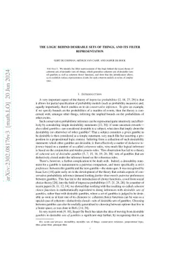 The logic behind desirable sets of things, and its filter representation