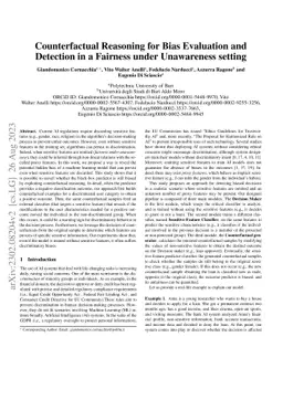Counterfactual Reasoning for Bias Evaluation and Detection in a Fairness
  under Unawareness setting