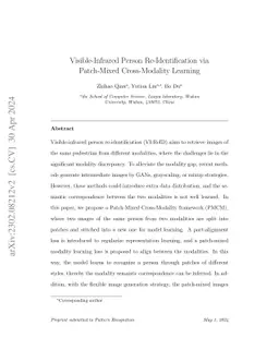 Visible-Infrared Person Re-Identification via Patch-Mixed Cross-Modality
  Learning