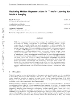 Revisiting Hidden Representations in Transfer Learning for Medical
  Imaging