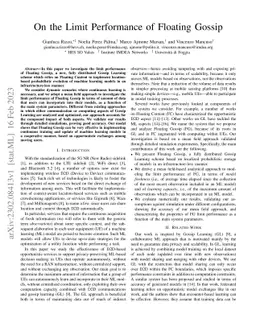 On the Limit Performance of Floating Gossip