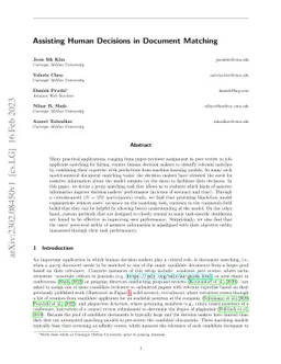 Assisting Human Decisions in Document Matching