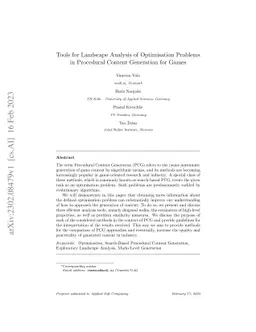 Tools for Landscape Analysis of Optimisation Problems in Procedural
  Content Generation for Games
