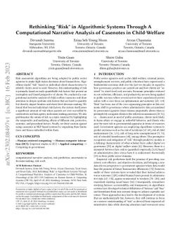 Rethinking "Risk" in Algorithmic Systems Through A Computational
  Narrative Analysis of Casenotes in Child-Welfare