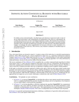 Infinite Action Contextual Bandits with Reusable Data Exhaust