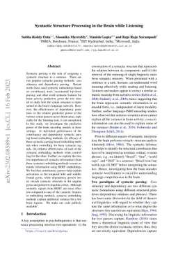 Syntactic Structure Processing in the Brain while Listening