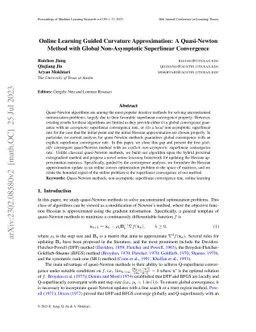 Online Learning Guided Curvature Approximation: A Quasi-Newton Method
  with Global Non-Asymptotic Superlinear Convergence