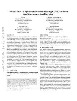 True or false? Cognitive load when reading COVID-19 news headlines: an
  eye-tracking study