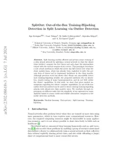 SplitOut: Out-of-the-Box Training-Hijacking Detection in Split Learning
  via Outlier Detection
