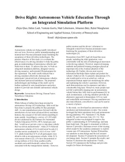 Drive Right: Promoting Autonomous Vehicle Education Through an
  Integrated Simulation Platform