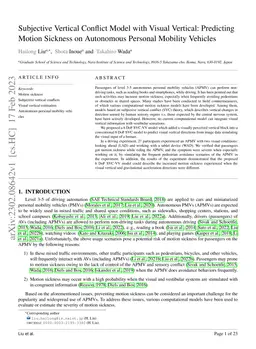 Subjective Vertical Conflict Model with Visual Vertical: Predicting
  Motion Sickness on Autonomous Personal Mobility Vehicles