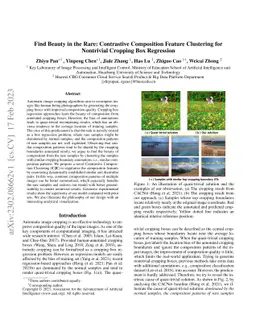 Find Beauty in the Rare: Contrastive Composition Feature Clustering for
  Nontrivial Cropping Box Regression