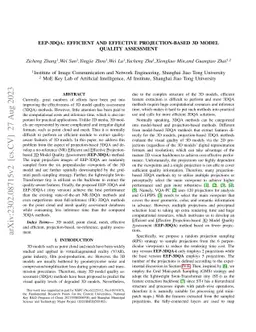 EEP-3DQA: Efficient and Effective Projection-based 3D Model Quality
  Assessment
