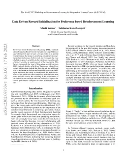 Data Driven Reward Initialization for Preference based Reinforcement
  Learning