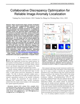 Collaborative Discrepancy Optimization for Reliable Image Anomaly
  Localization