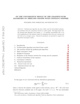 On the convergence result of the gradient-push algorithm on directed
  graphs with constant stepsize