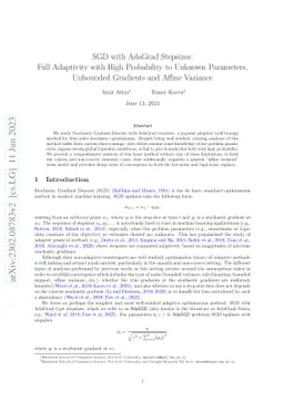 SGD with AdaGrad Stepsizes: Full Adaptivity with High Probability to
  Unknown Parameters, Unbounded Gradients and Affine Variance