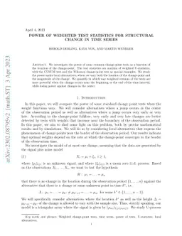 Power of Weighted Test Statistics for Structural Change in Time Series