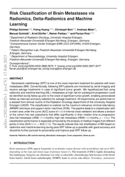 Risk Classification of Brain Metastases via Radiomics, Delta-Radiomics
  and Machine Learning