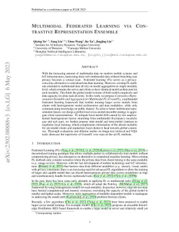 Multimodal Federated Learning via Contrastive Representation Ensemble
