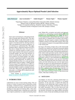 Approximately Bayes-Optimal Pseudo Label Selection