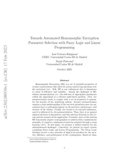 Towards Automated Homomorphic Encryption Parameter Selection with Fuzzy
  Logic and Linear Programming