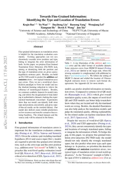 Towards Fine-Grained Information: Identifying the Type and Location of
  Translation Errors