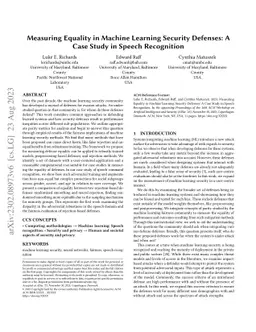 Measuring Equality in Machine Learning Security Defenses: A Case Study
  in Speech Recognition