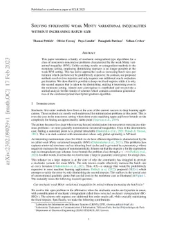 Solving stochastic weak Minty variational inequalities without
  increasing batch size