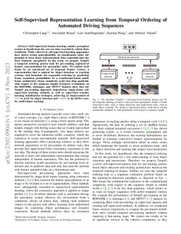 Self-Supervised Representation Learning from Temporal Ordering of
  Automated Driving Sequences