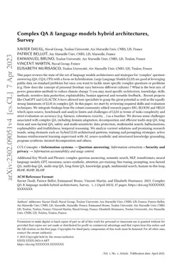 Complex QA and language models hybrid architectures, Survey