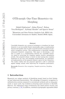 OTB-morph: One-Time Biometrics via Morphing