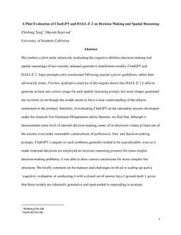 A Pilot Evaluation of ChatGPT and DALL-E 2 on Decision Making and
  Spatial Reasoning