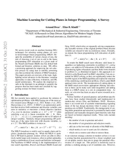 Machine Learning for Cutting Planes in Integer Programming: A Survey