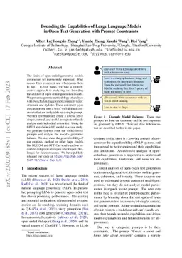 Bounding the Capabilities of Large Language Models in Open Text
  Generation with Prompt Constraints