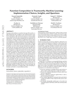 Function Composition in Trustworthy Machine Learning: Implementation
  Choices, Insights, and Questions