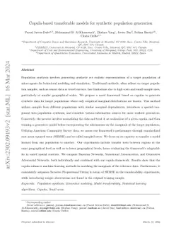 Copula-based transferable models for synthetic population generation