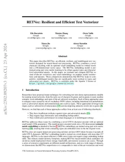 RETVec: Resilient and Efficient Text Vectorizer