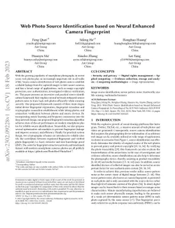 Web Photo Source Identification based on Neural Enhanced Camera
  Fingerprint