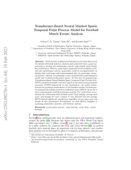 Transformer-Based Neural Marked Spatio Temporal Point Process Model for
  Football Match Events Analysis