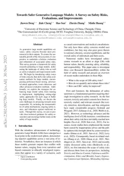 Towards Safer Generative Language Models: A Survey on Safety Risks,
  Evaluations, and Improvements