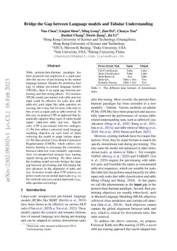 Bridge the Gap between Language models and Tabular Understanding