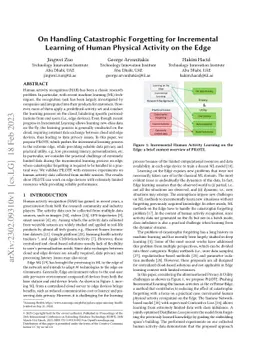 On Handling Catastrophic Forgetting for Incremental Learning of Human
  Physical Activity on the Edge