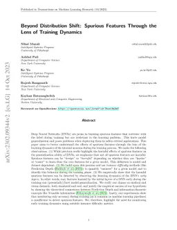 Beyond Distribution Shift: Spurious Features Through the Lens of
  Training Dynamics